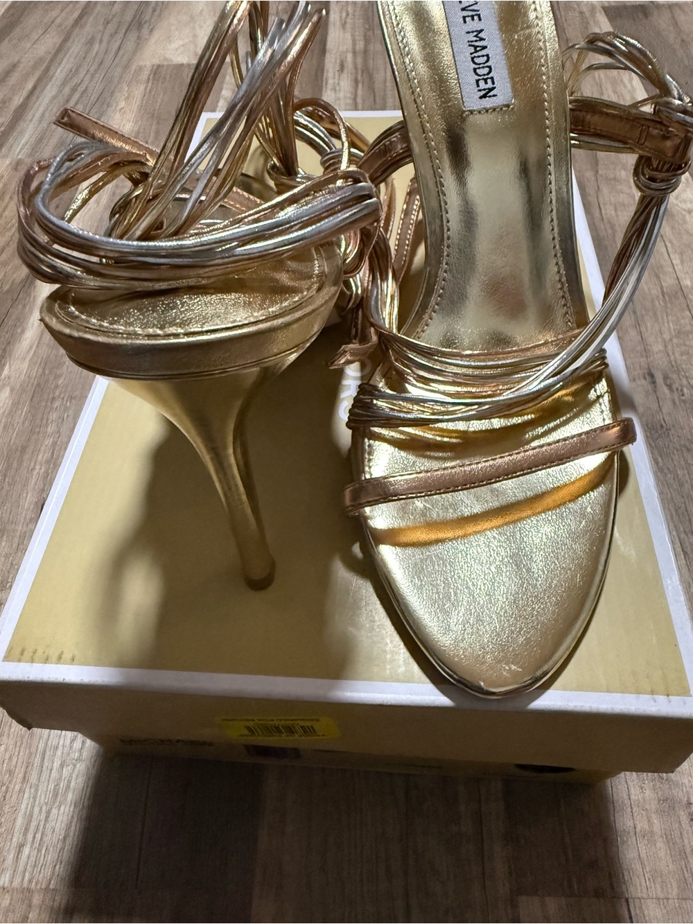 Steve Madden Gold Metallic Multi-Strap Stiletto Sandals